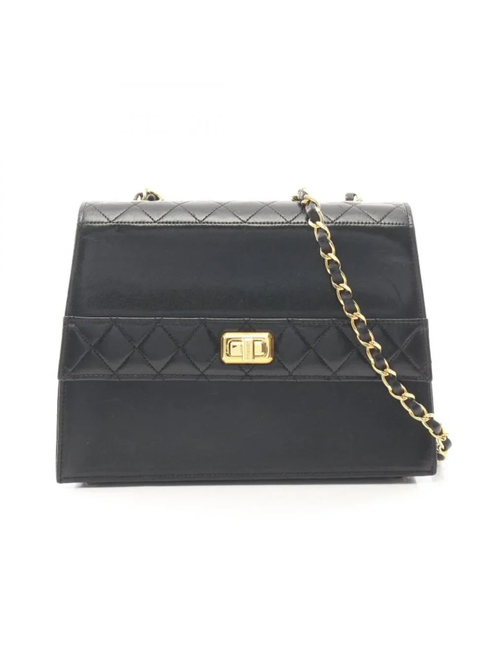 Chanel Shoulder Bag Quilted Black Leather Chain